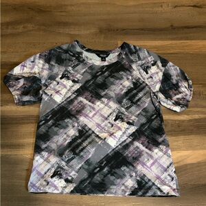 Womens Simply Vera Vera Wang Abstract Plaid Short Sleeve Tee Size Small